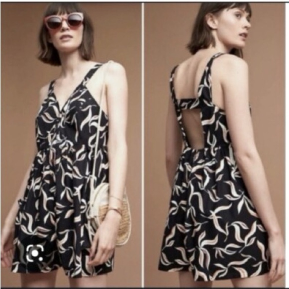 Anthropologie Hei Hei Palma Open Back Black Motif Romper